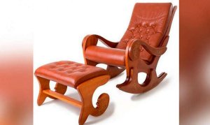 Кресло-качалка Грация с банкеткой, вишня с росписью
