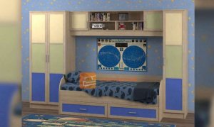 Детская комната Белоснежка-3 с матрасом, синяя