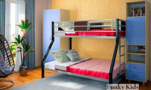 Двухъярусная металлическая кровать Funky Loft-2 (фанки Лофт-2) + стол 13/51 Св + мост 13/50 Св