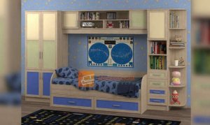 Детская комната Белоснежка-4 с матрасом, синяя