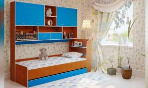 Детская мебель Бамбини-10 (bambini-10), Вишня / бриллиантовый синий