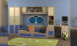 Детская комната Белоснежка-2 с матрасом, синяя