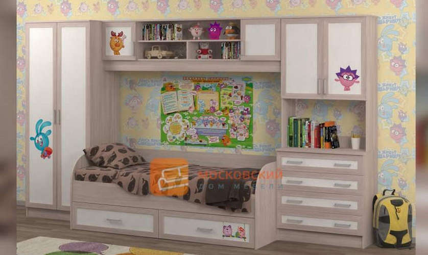 Детская комната Белоснежка-5 с матрасом, фотопечать смешарики 3