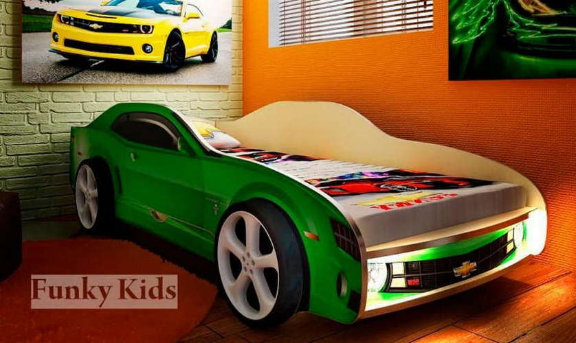 Детская кровать-машина Шевроле Камаро Фанки Кидс (без объёмных колёс)