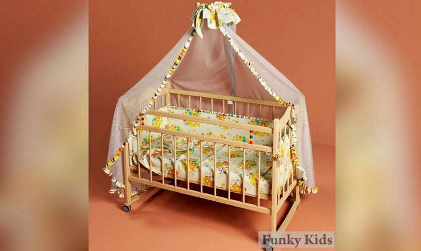 Кровать для новорожденных Фанки Литл-1 (колесо / качалка), натуральный