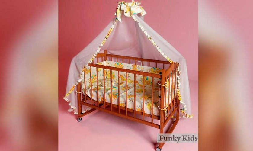 Кровать для новорожденных Фанки Литл-1 (колесо / качалка), орех
