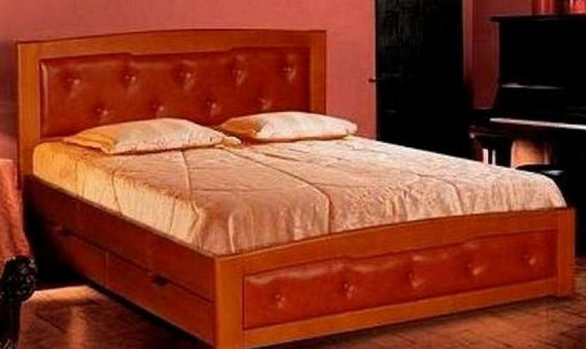 Кровать полуторка Ариэль-2 120х190 / 200, кожа (сосна)