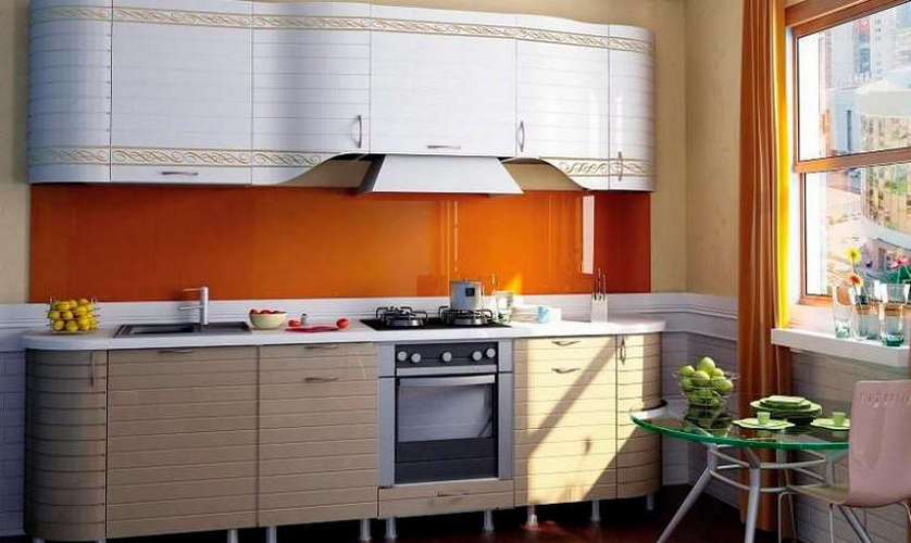 Модульная кухня Анастасия тип 3 (композиция 11) 2700 мм, белый глянец /  капучино