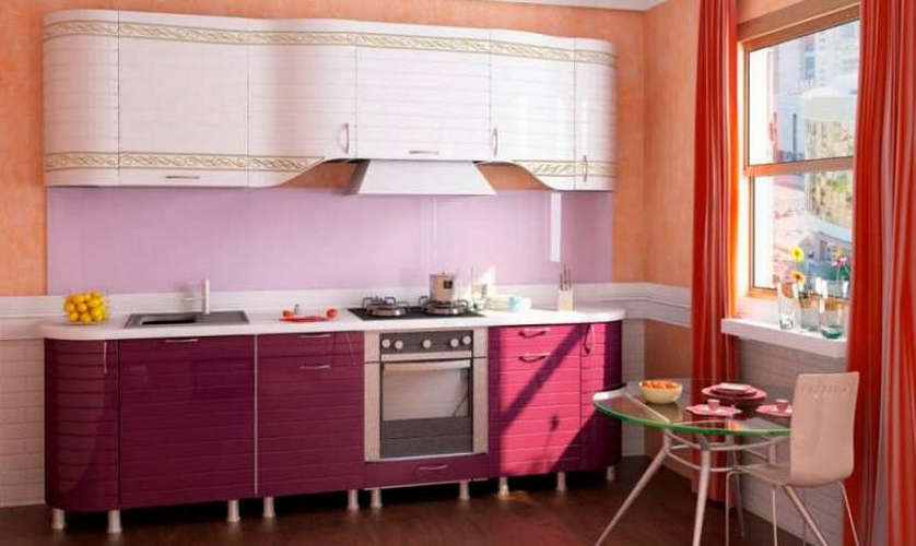 Модульная кухня Анастасия тип 3 (композиция 5) 2700 мм, белый глянец / ежевика