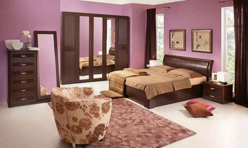 Модульная спальня Парма вставки из кожи (венге)