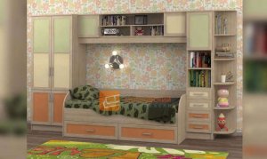 Детская комната Белоснежка-4 с матрасом, оранжевая