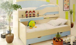 Двухъярусная кровать Бамбини-8 (bambini-8), Дуб кремона / голубой горизонт