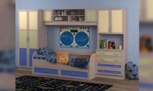 Детская комната Белоснежка-5 с матрасом, синяя