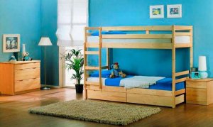 Кровать детская двухъярусная Боровичи с ящиками, массив (90)