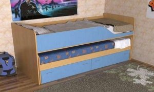 Детская двухъярусная кровать Дуэт-2, бук / синий