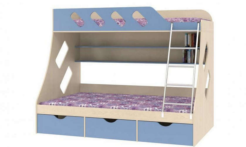 Детская двухъярусная кровать Дельта-20-01 с лестницей