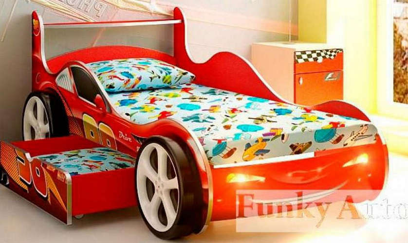 Детская кровать-машина Молния Фанки Кидс (без объёмных колёс)