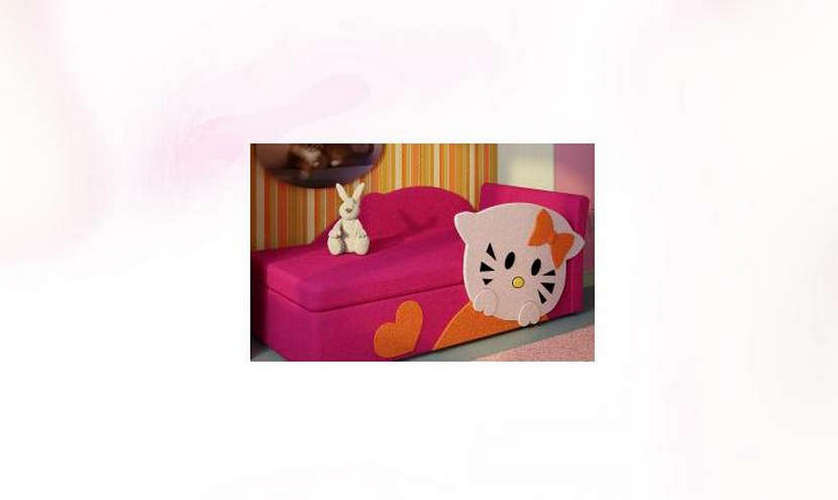 Детский диван Китти, розовый (с одной декорированной боковиной)