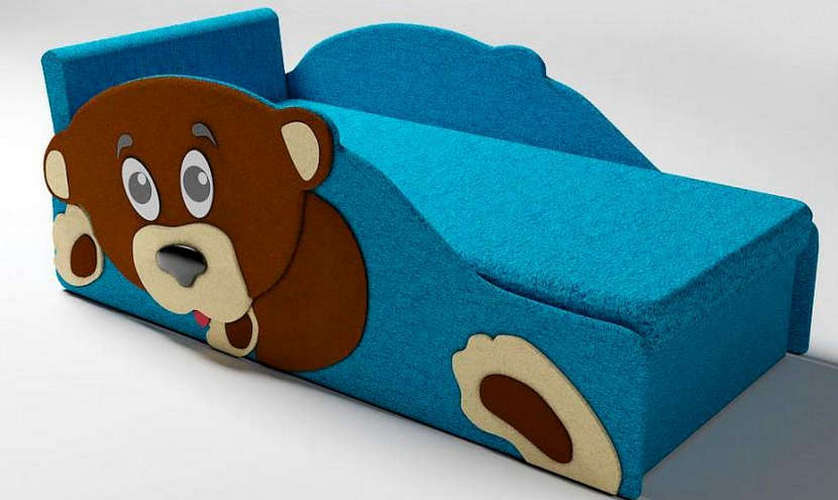 Детский диван Тедди, синий (с одной декорированной боковиной)