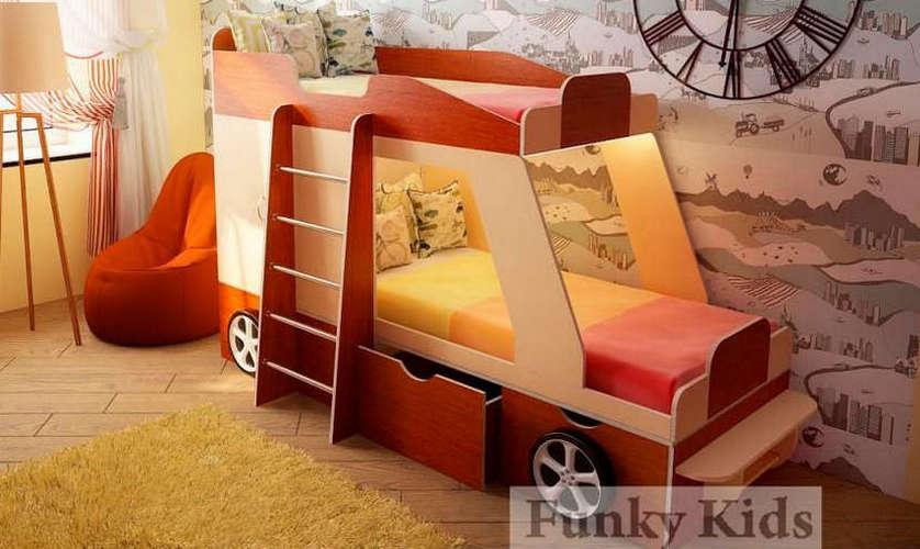 Funky Kids SV Jeep двухъярусная кровать (Фанки Кидз СВ Джип), дуб кремона / ольха
