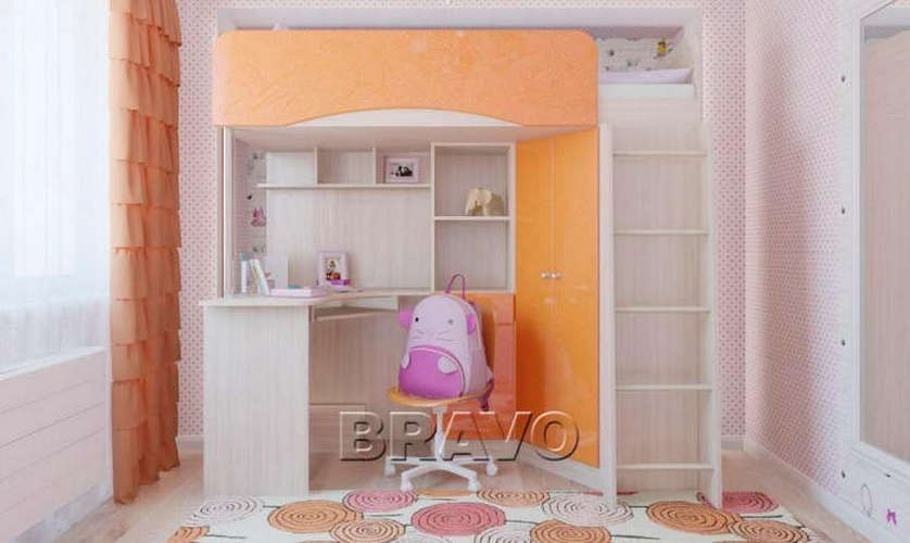 Кровать-чердак Бэмби-4, оранжевый металлик