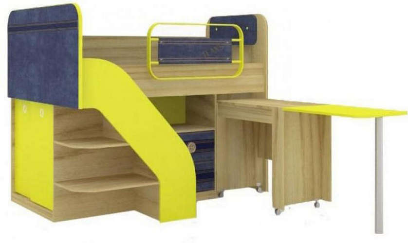 Кровать-чердак Джинс, комбинированная со столом, Лд 507.140