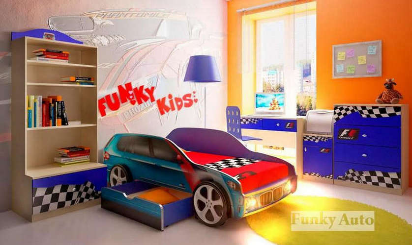 Модульная детская Фанки Авто с кровать-машиной БМВ Х5 (композиция 2)
