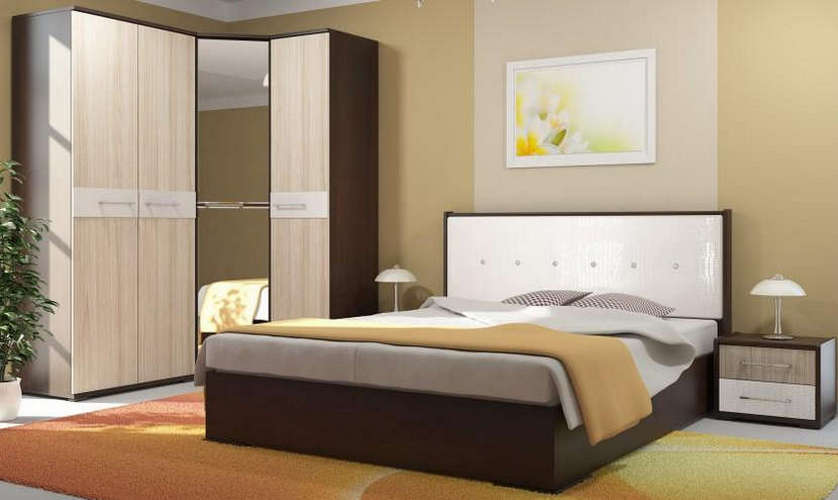 Модульная спальня Луиза ЛДСП Шимо светлый + 3D Белый кайман