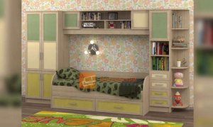 Детская комната Белоснежка-4 с матрасом, зелёная