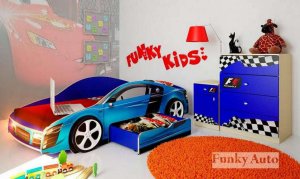 Funky Avto, модульная детская с кровать-машиной Ауди Фанки Кидс (композиция 2)