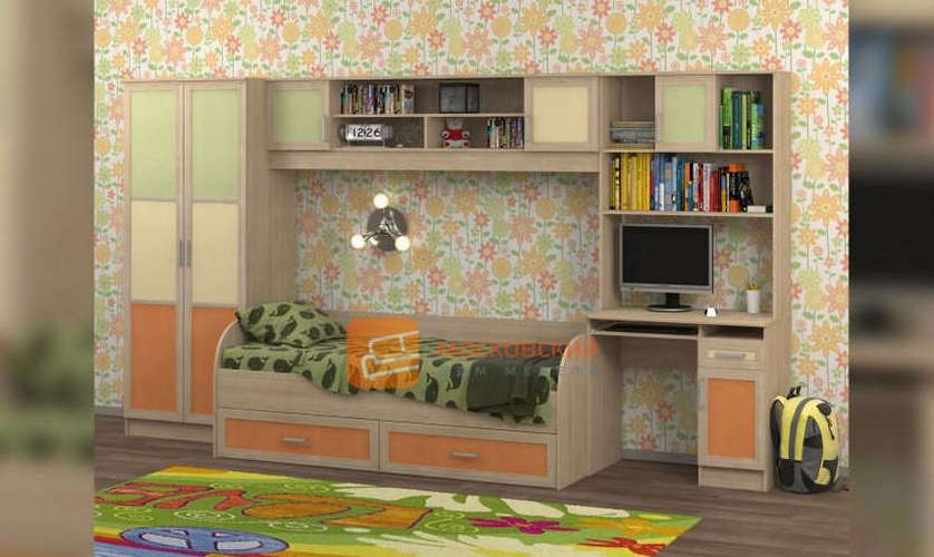 Детская комната Белоснежка-1 с матрасом, оранжевая