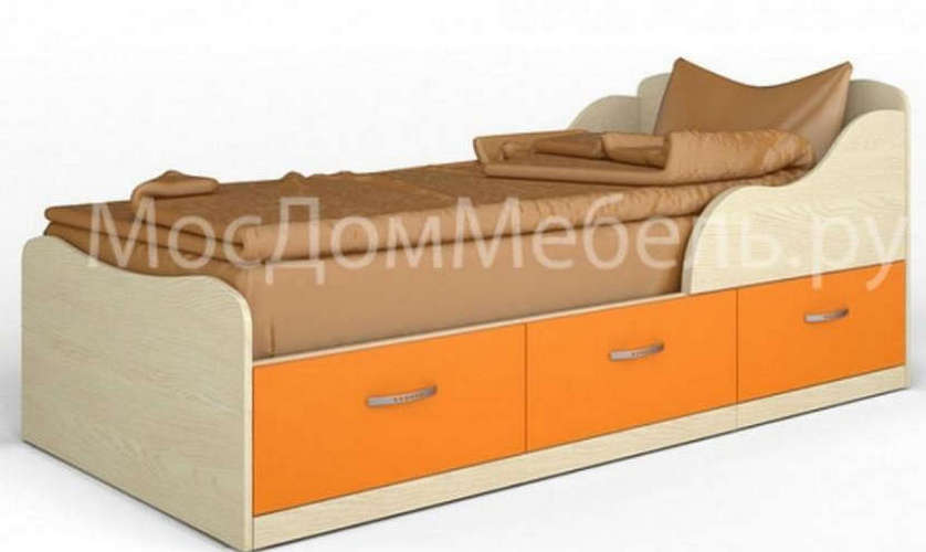 Кровать Фаворит-3 90 х 190, дуб паллада / оранж